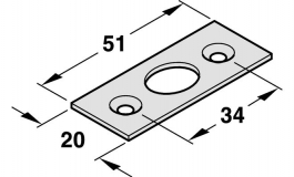 Hafele - Відповідна планка 20x51мм, сталева оцинкована - 911.62.230
