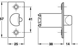 Hafele - Защіпка для замка-кнопки нержавіюч.ст.60мм - 911.64.132