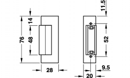 Hafele - Електромеханічна защіпка 76х28х20мм 6-12V AC/DC - 911.68.019