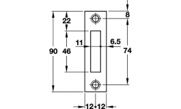 Hafele - Планка запобіжна плоска  сталь для царг з металу та пластм.світл.оцинков. - 911.76.035