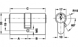 Hafele - Циліндр двосторонній латунь нікельований 27/40мм - 916.22.104