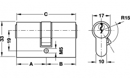 Hafele - Циліндр латунь нікельована різне закриття 31/31мм - 916.22.207