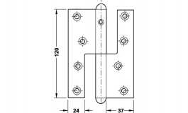 Hafele - Петля карточна, сталь оцинкована, для плоских дверей 120мм QF1 права - 926.00.990
