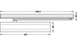 Hafele - Доводчик для дверей з шиною DCL 92 EN 3-6 колір: срібний - 931.20.329