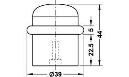 Hafele - Стопор дверний для підлоги латунь полірована 44х36мм - 937.40.008