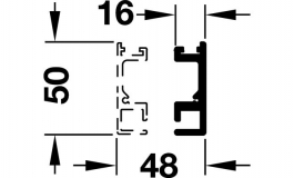 Hafele - Рельса ходова Aperto 60/H  3,5м - 943.30.935