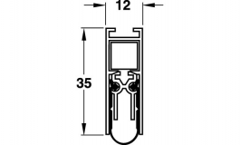 Hafele - Ущільнювач для дверей,алюм.,латунь/силикон  1208 мм - 950.05.095
