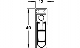 Hafele - Ущільнювач для дверей, алюміній/PVC, колір сірий - 950.05.104