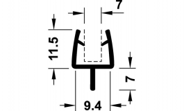 Hafele - Ущільнювач кромковий наземний для склян. дверей 8-10/2170мм - 950.06.680