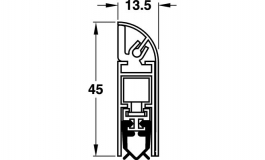 Hafele - Ущільнювач для дверей алюм.,срібл.кольор. 860мм - 950.07.001