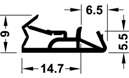 Hafele - Ущільнювач для вхідних дверей силіконовий, колір чорний DS155 - 950.07.681