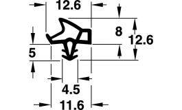 Hafele - Ущільнювач для міжкмнатних дверей PVC чорний 12мм (25м) - 950.10.363