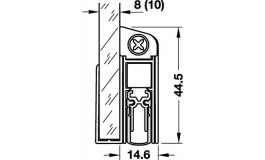 Hafele - Випадаючий ущільнювач алюміній/силікон /сірий 1083 мм для скла 8 мм, одностороннє спрацьовування - 950.15.404