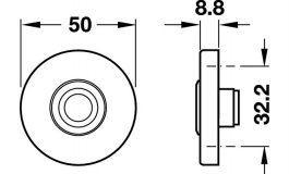 Hafele - Кнопка дверного дзвінка, нержавіюча сталь, матова D=50 мм - 986.10.000