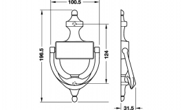 Hafele - Дверний молоток, латунь полірована PVD - 986.10.025