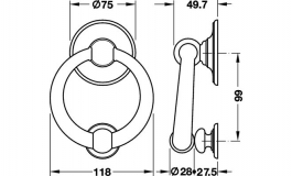 Hafele - Дверний молоток латунь полірована PVD - 986.10.035