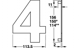 Hafele - Панель для номеру будинку "0" нержавіюча сталь матова 156мм - 987.19.000