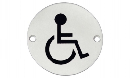 Hafele - Табличка з символом "Люди з обмеженими можливостями"  нержавіюча сталь матова D 75 мм під шуруп - 987.20.040