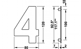 Hafele - Номер будинку "0" нержавіюча сталь матова  80x120 мм - 987.21.100