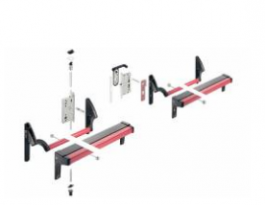 Hafele - Комплект фурнітури PED 100 для 2-х дверних полотен з натискною штангою колір: червоний - 911.31.077