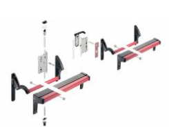 Hafele - Комплект фурнітури PED 100 для 2-х дверних полотен з ручкою-штангою колір: червоний - 911.31.074